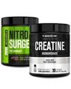 Jacked Factory NITROSURGE Preworkout Supplement - Άμεση Δύναμη Κερδίζει & Έντονες Αντλίες (30 Servings, Sour Peach Rings) & Creatine Monohydrate for Muscle Growth (30 Services, Unflaved)