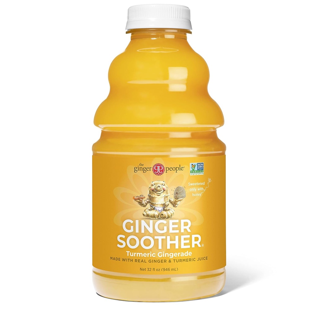The Ginger People -Ginger Soother Turmeric Ginger - Καταπραϋντική άνεση, Real Turmeric και Ginger Juice, Γλυκαίνεται μόνο με μέλι, απλά συστατικά, Απολαύστε ζεστό ή κρύο - 32 Oz (πακέτο του 1)