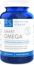 Essential Stacks Smart Omega 3 - Burpless Fish Oil - 1400 mg EPA DHA In Service, Enteric Paint (60 Capsules)