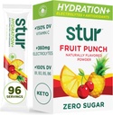 Stur Electrolytes Toz Hydration Packets | Meyveli Free Water Flavor Packets for Workout Recovery | Yüksek Antioksis & B Vitamins | Hua, Vegan, Non-GMO, Paleo, 96 Packets