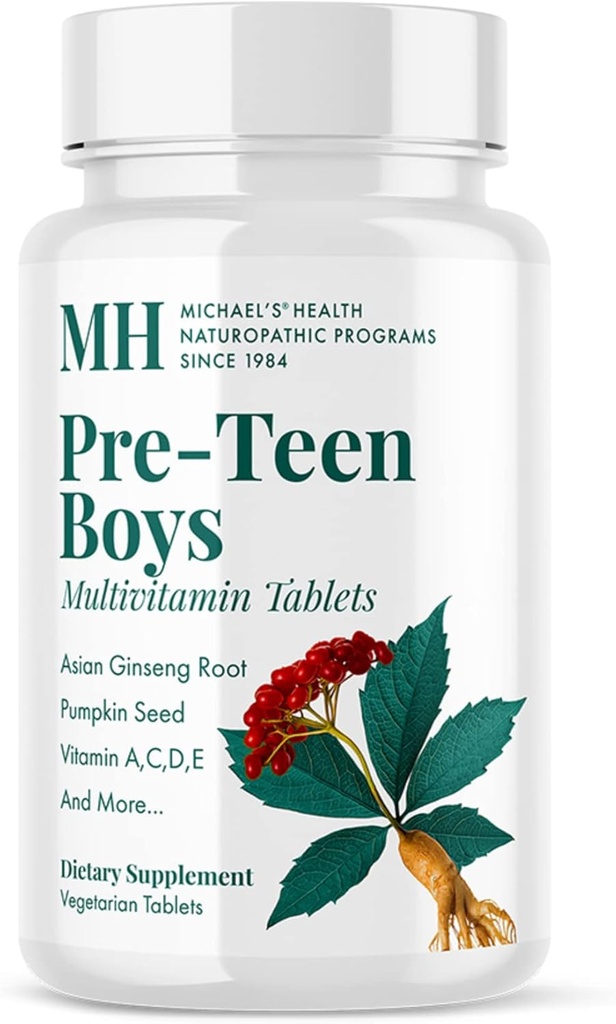 MICHAEL'S Health Naturopathic Programları Pre-gen Boys Daily Multivitamin - 60 Vejetaryen Tabletler - Erkek Herbal Mix - Kosher - 60 Hizmetler