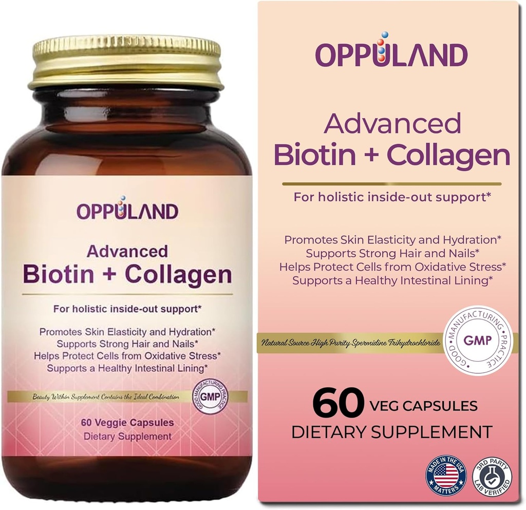 Biotin ve Collagen Supplements-Biotin 5000 mcg + Kadınlara Güçlü Saçlar,Nails & Sağlıklı Cilt-60 Veggie Capsules