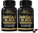 FREZZOR Omega 3 Μαύρο για Κοινή Φροντίδα & Άνεση - Νέα Ζηλανδία Πράσινο Lippped Καψάκια Λάδι Μύδια; 53x Υψηλότερη Ικανότητα με UAF1000+ Σούπερ Αντιοξειδωτικό, Χωρίς Αλιευτική Επίγευση, 60 Κόμης (Pack of 2)