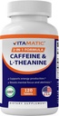 Vitamatic L- Theanine 200mg με καφεΐνη 100mg – 120 χορτοφαγικά δισκία Nootropic Supplement for Focused Energy & Mental Clarity
