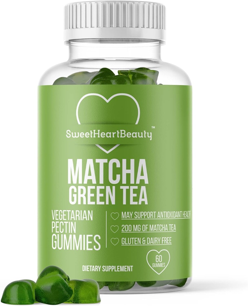 Matcha Green Tea Extract Gummy with Green Tea Extract by Sweetheart Beauty. Matcha Energy Gummies. Green Tea Detox ve Cleanse. Vegan Dostu, Gluten-Free ve Non-GMO. 1 Ay Supply.