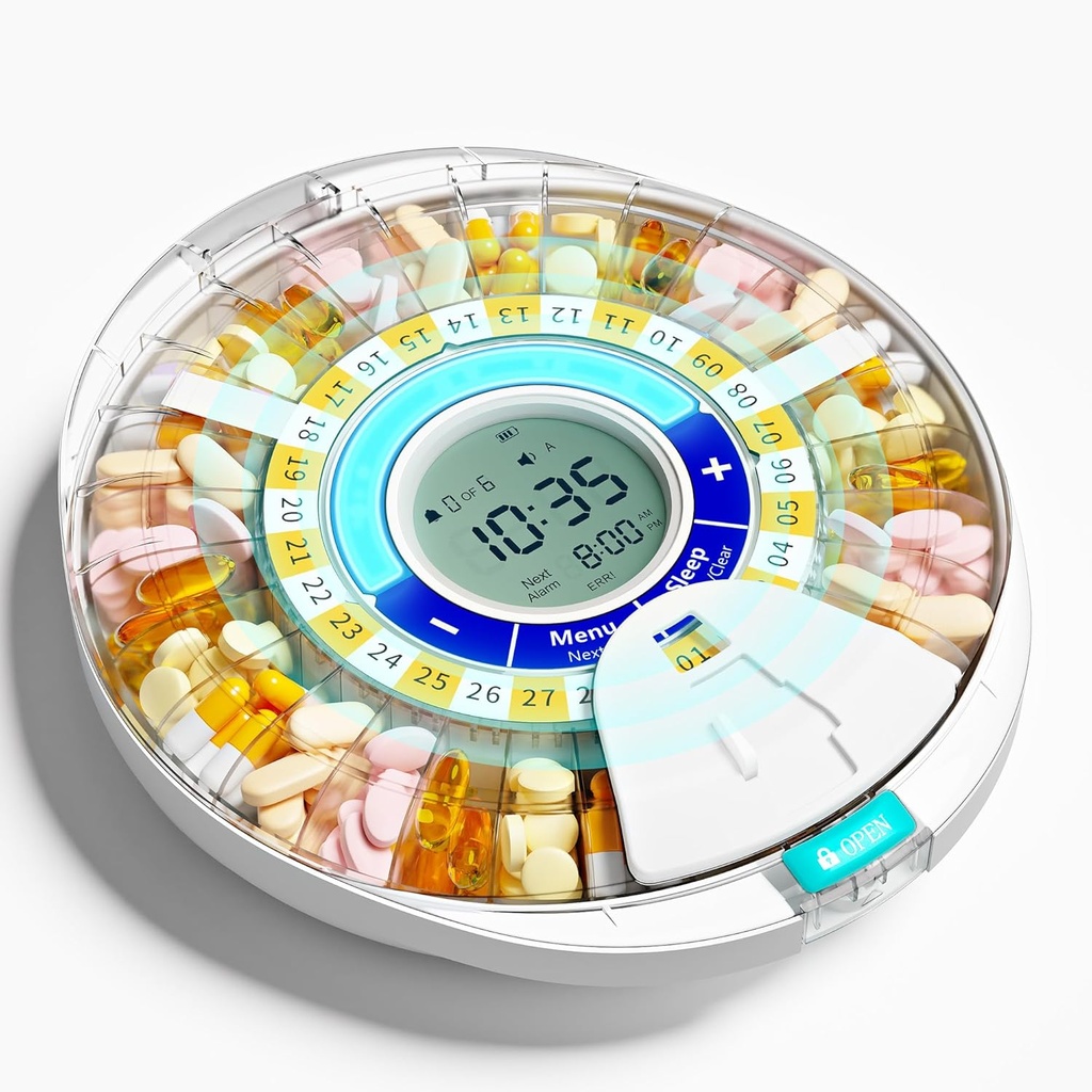 Alarm ile Elderly için otomatik Pill ısıtıldı: Smart Pill Shang Machine 28-Slot, Mix-Proof Tech & XL LCD, Günlük Tıp Yönetimi için Geliştirilmiş Durability