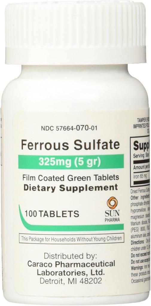 Σιδήρου Sulfate δισκία συμπλήρωμα σιδήρου, 100 Count