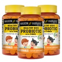 MASON NATURAL Healthy Kids Probiotic with Fiber - Υγιής Πειθαρχική λειτουργία, Βελτιωμένη Υγεία Ούρων, 60 Μασώμενα (πακέτο των 3)