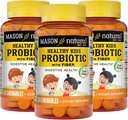 MASON NATURAL Sağlıklı Çocuklar Fiber ile Probiyotik - Sağlıklı Digestive Function, Improv Gut Health, 60 Chewables (Pack of 3)