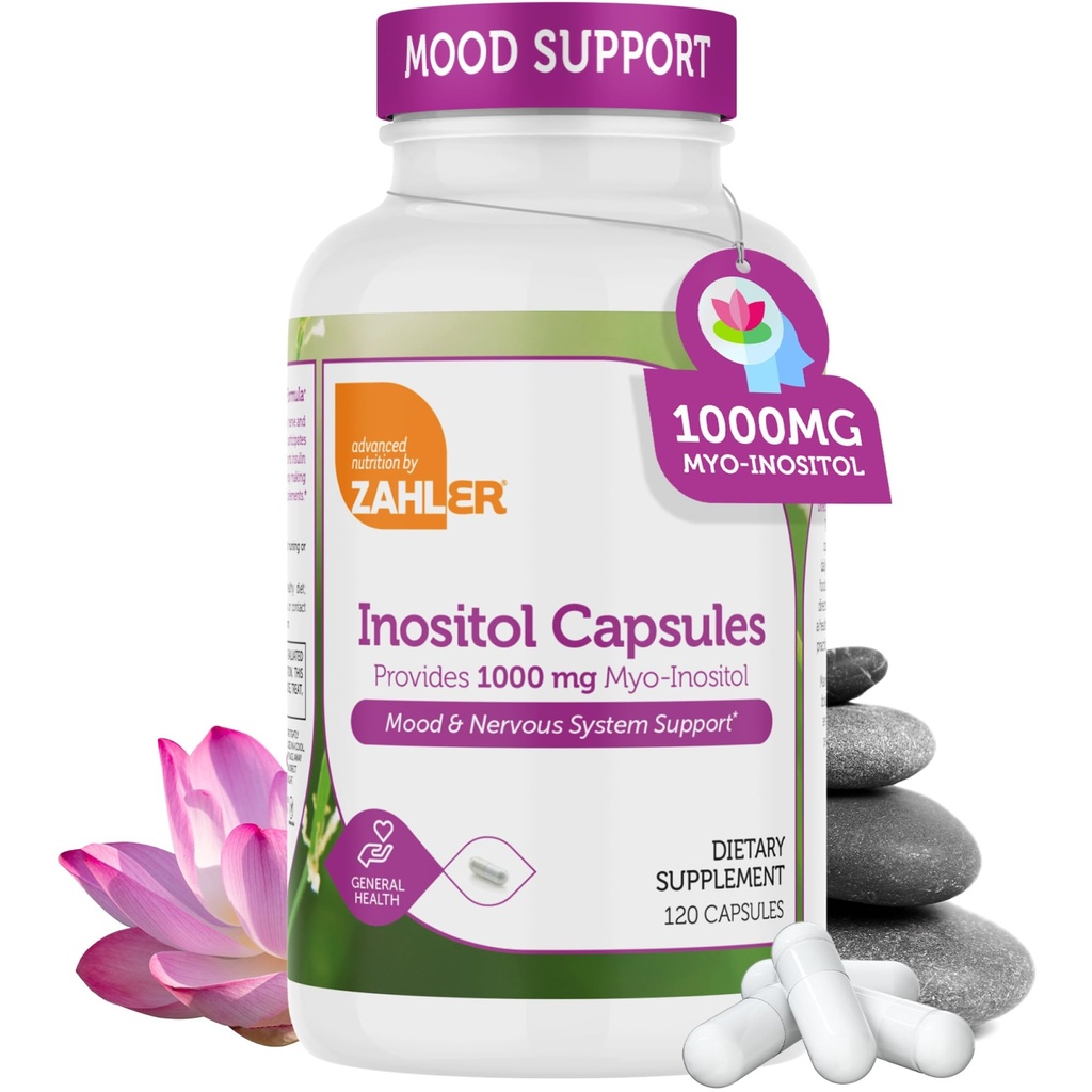 Zahler Inositol Supplement Capsules 1000 mg - Mood & Nervous System Support Supplements for Women - Hormon Denge & Sağlıklı Ovarian Fonksiyonl - Kosher, Gluten Free, Dairy Free - 120 Count