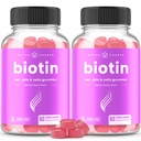 NutraChamps Sugar Free Biotin Gummies 1000006 [High Potency] - Sağlıklı Saçlar, Kadınlar için Skin & Nails - Her Gummy - Vegan Saç Sağlık Vitaminleri Tamam - Raspberry (2-Pack)
