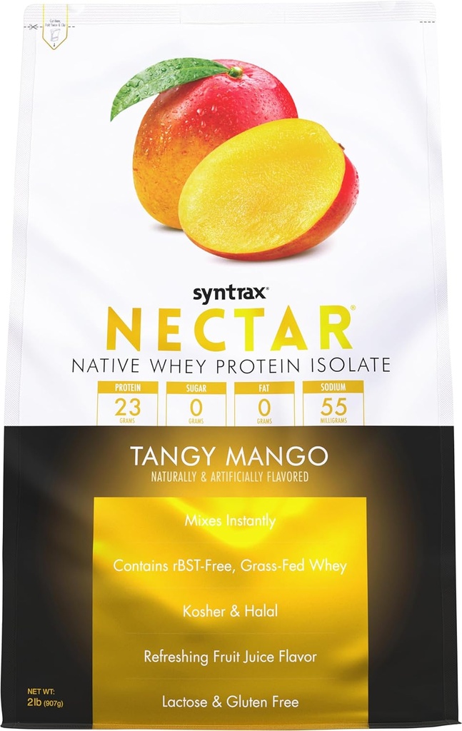 Syntrax Beslenme Nectar,% 100 Whey proteini Isolate Toz, Meyve Suyu Flavor, Tangy Mango, 2 lbs.
