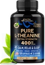 L Theanine 400 mg | L-Theanine Stres Yardım | Ekstra Güçlü Tamam | ABD'de Yapılacak | Rahatlama, Uyku ve Calm Desteği | Erkekler ve Kadınlar | Bitki bazlı, Non-GMO & Gluten-Free | 120 Vegan Capsules