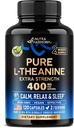 L Theanine 400 mg | L-Theanine Stres Yardım | Ekstra Güçlü Tamam | ABD'de Yapılacak | Rahatlama, Uyku ve Calm Desteği | Erkekler ve Kadınlar | Bitki bazlı, Non-GMO & Gluten-Free | 120 Vegan Capsules