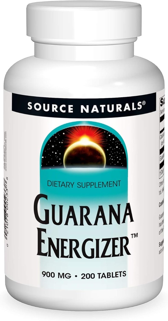 Source Naturals Guarana Energizer 900 mg Caffiene ve Enerji - 200 Tablet