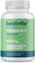 BESTVITE Βιταμίνη B-2 (Riιβοφλαβίνη) 400mg (120 κάψουλες χορτοφάγων) - Όχι Stearates - Vegan - Μη ΓΤΟ - Χωρίς γλουτένη