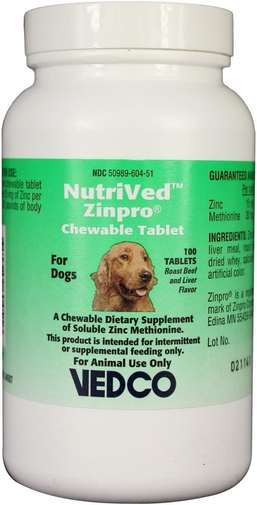 NutriVed ZinPro Chewable Tabletler Köpekler için (100 sayı)