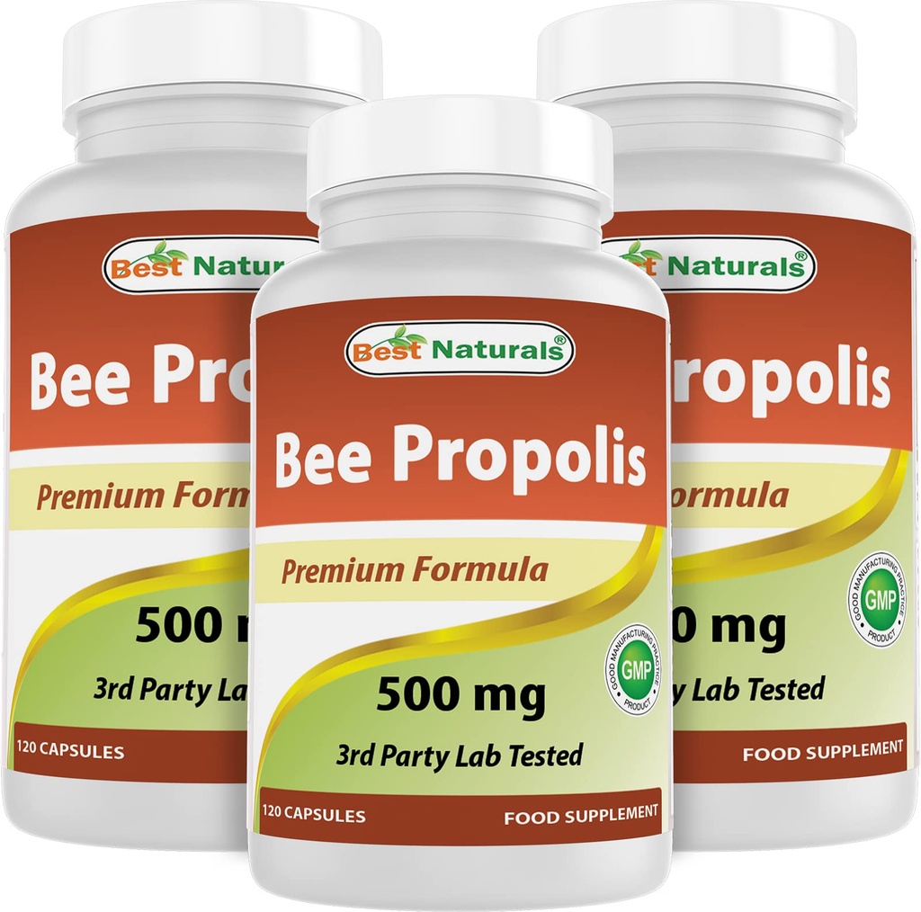 Best Naturals Bee Propolis 500 mg 120 Κάψουλες (120 Count (Pack of 3))