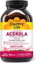 Country Life Acerola Vitamin C Complex, 500mg, Chewable Berry Flavored Wafers, Υποστηρίζει την Ανοσολογική Υγεία, 90 Wafers, Certified Gluten Free by GFCO, Certified Vegan by AVA