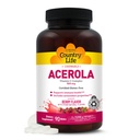 Country Life Acerola Vitamin C Kompleksi, 500 mg, Chewable Berry Flavored Wafers, Supports Immune Health, 90 Wafers, sertifikalı Gluten Free by GFCO, Vegan AVA