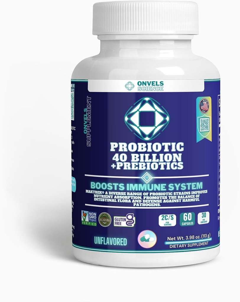Probiyotik 40 Milyar + Prebiyotiks MAKTREK® | Boost Immune Function & Digestive & Gut Health, BOOSTS Immune System - Supports Occasional Constipation, Diarrhea, Gas & Bloating - for Women & Men