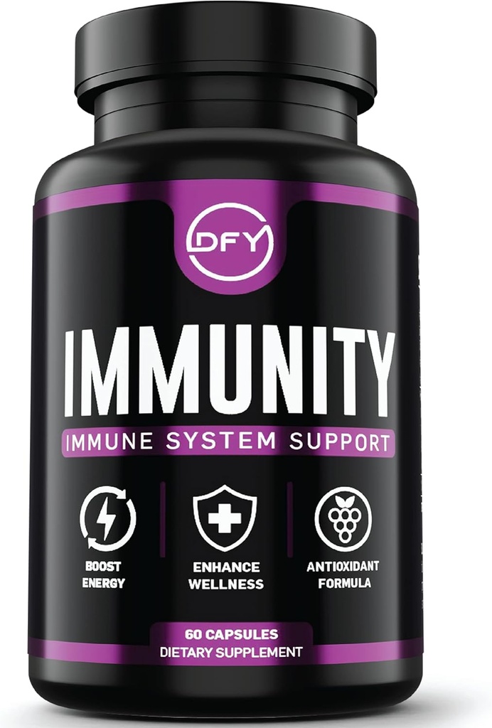 DFY Immune Support Capsules - Elderberry Sambucus, C, Sambucus Elderberry, Vitamin D3 5000 IU, çinko ve Ginger