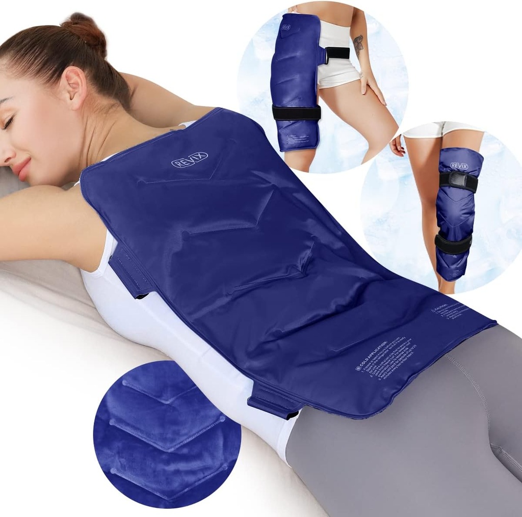 REVIX Large Ice Pack for Back, 13" x 21" Reusable Gel Cold Pack for Full Back Coverage, Cold Compress Cool, Hip, Leg Relief, Ideal for Fatigue, Muscle Soreness, and Daily Recovery, Navy
