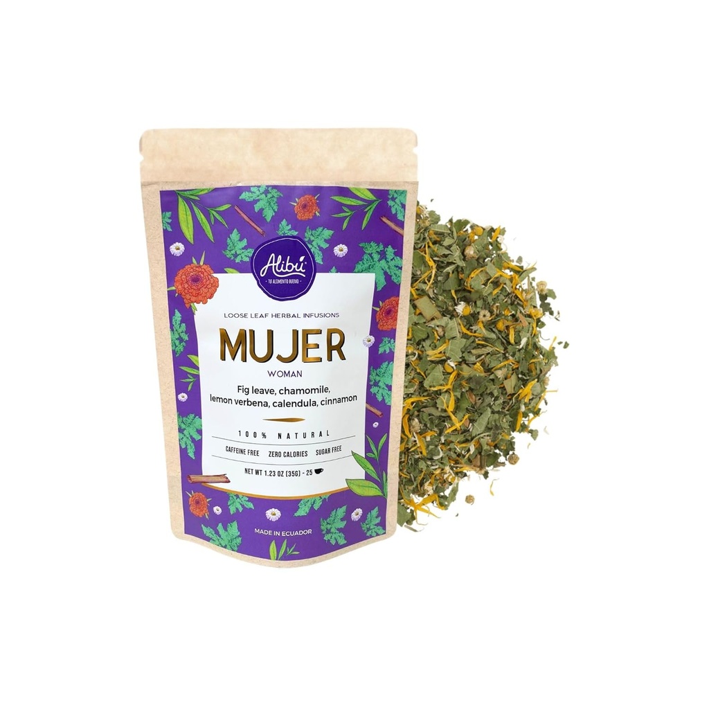 Alibu Loose Leaf Herbal Tea - Mujer - Doğal Erkekler Cramping, Nausea Relief -Cerhid Vegan,% 100 Natural Tea, Sertifikalı Kosher - 25 Cups