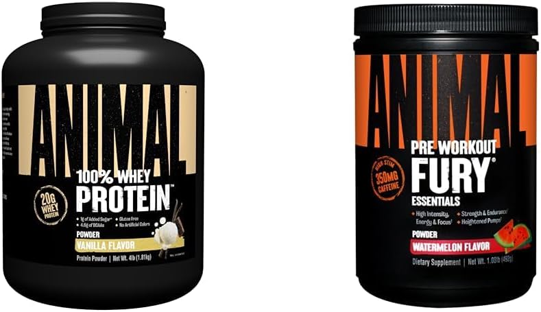 Ζώο 100% Whey Protein Powder Vanilla 4lb Bundle Fury Pre Workout Συμπλήρωμα σκόνης Watermelon 16.96oz