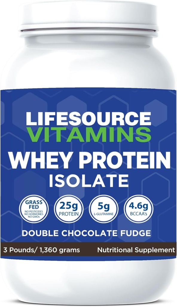 Yaşam Kaynağı Vitaminleri 3 lb - ABD Süt İnekleri Grass Fed Whey proteini - Çift Çikolata Fudge tatlı w/Stevia - 3 lb Toz Toz