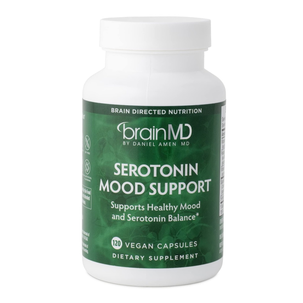 BRAINMD Dr Amen Serotonin Mood Destek - 120 Capsules - Sağlıklı Serotonin Dengesini Destek - Gluten Free - 30 Hizmetler