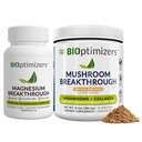 BiOptimizers Magnezyum Breakthrough 4.0, (30 Capsules) & Mushroom Breakthrough Toz (Salted Caramel, 15 Hizmet) - Doğal Uyku ve Beyin Superfood & Supplement Sche