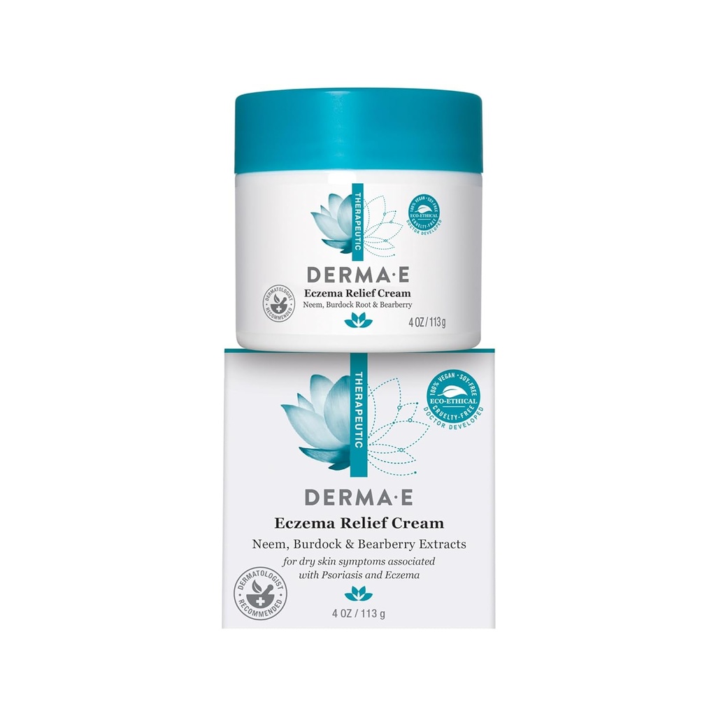 Derma E Eczema Relief Cream – All Natural Itch Relief – Soothing, Relieves Flaky, Scaly ve Kuru Skin - Antioksi-Rich Topical Eczema ve Psoriasis Cream, 4oz