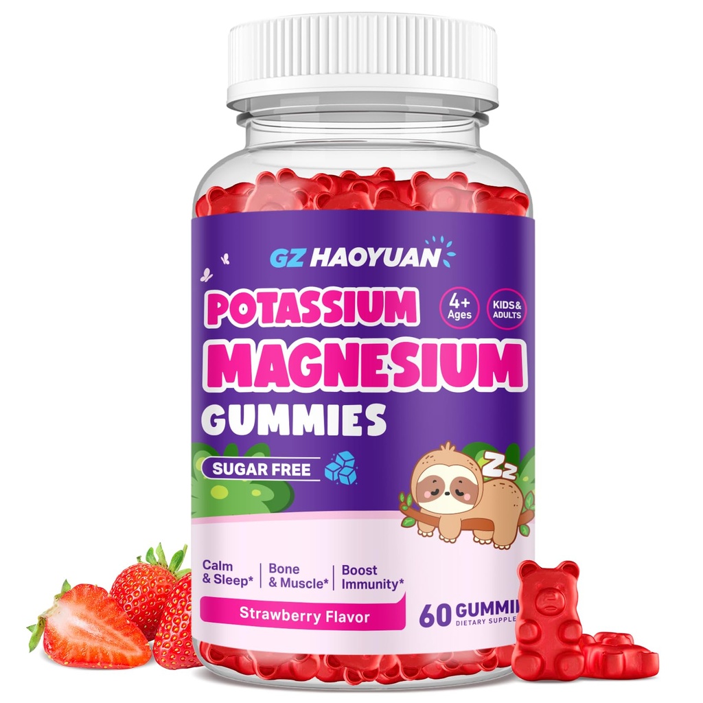 Çocuklar için Magnezyum Gummies - Magnezyum Glycinate Gummies with Vitamin D3, B6, Pyum & Ashwagandha, Çocuklar ve Yetişkinler Rahatlama için Magnezyum, Sleep, Brain & Bone Health -Vegan Strawberry 60ct