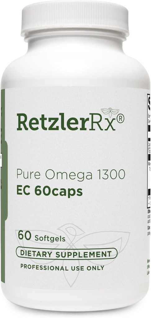 HormoneSynergy Omega 1300 EC Fish Oil Softgels - Υψηλής έντασης Omega 3 συμπλήρωμα με ενισχυμένη απορρόφηση - IFOS Επαληθευμένο, Enteric Coated, 600mg EPA, 260mg DHA - 60 Count