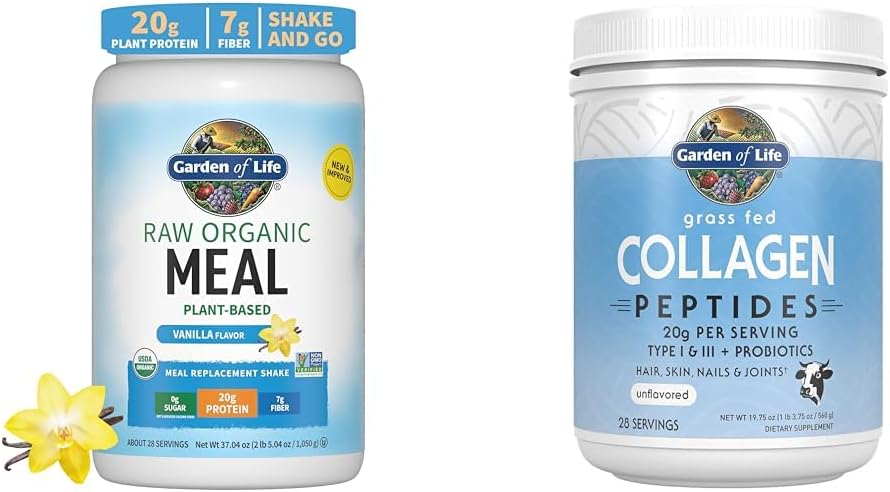 Life Vegan protein Tozu - Raw Organic Meal Change Shakes - Vanilla - Pea Protein & Grass Collagen Pea Toz - Kadın Erkek Saç Ciltleri Ortakları için Unflavored Collagen Toz