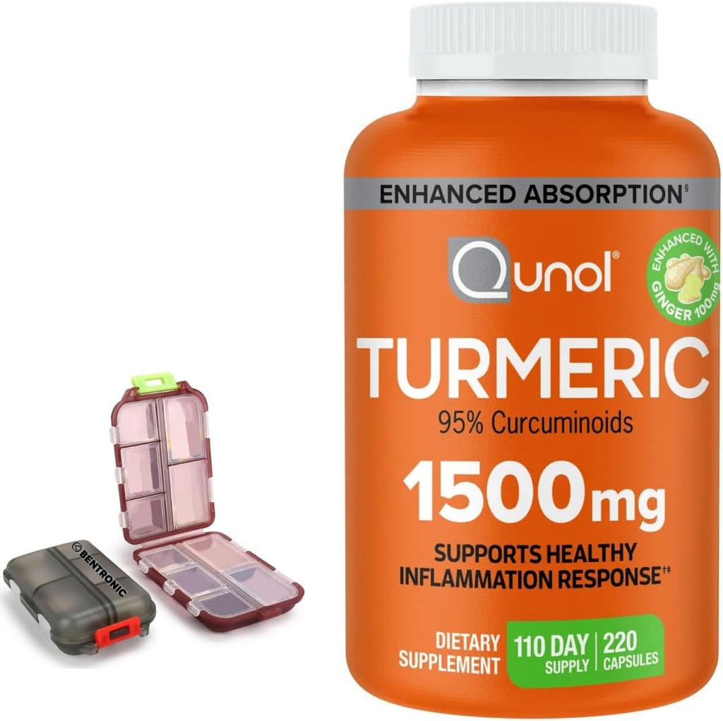 Turmeric 1500 mg Supplement,% 95 Curcuminoids, 220 Capsules (110-Day Supply) ile İki (2) Seyahat Pill Vakaları.