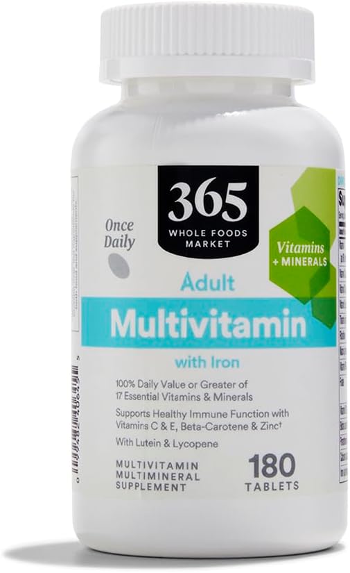 365 by Whole Foods Market, Iron, 17 Essential Vitamins ve Minerals ile Yetişkin Multivitamin, 180 Tablet