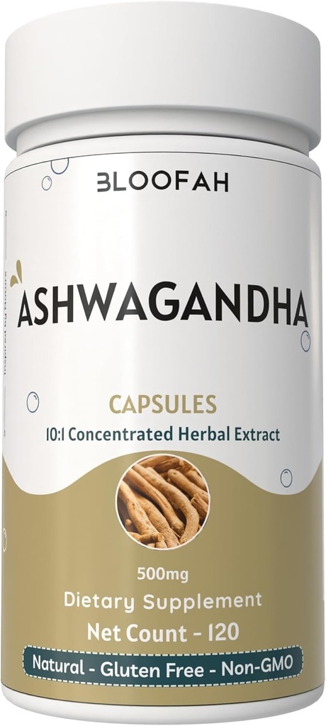 Ashwagandha Root Capsules 500 mg | Intert 10:1 Extract Withania somnifera | Non-GMO, Gluten-Free | GMP-Cerrec | Herbal Supplement | Geleneksel Wellness (120 Kont)