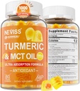 Turmeric Gummies 1000 mg w/MCT Petrol C8 C10, Organik Antioksi, Turmeric Curcumin Supplement with Black Pepper Extract, Support Comfort, Boost Energy, Ultra Abxia, Sugar Free, 60 Cts