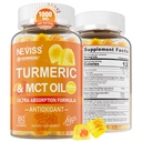 Turmeric Gummies 1000mg w/MCT Oil C8 C10, Organic Antioxidant, Turmeric Curcumin Supplement with Black Pepper Extract, Support Comfort, Boost Energy, Ultra Absorpation, Sugar Free, 60 Cts
