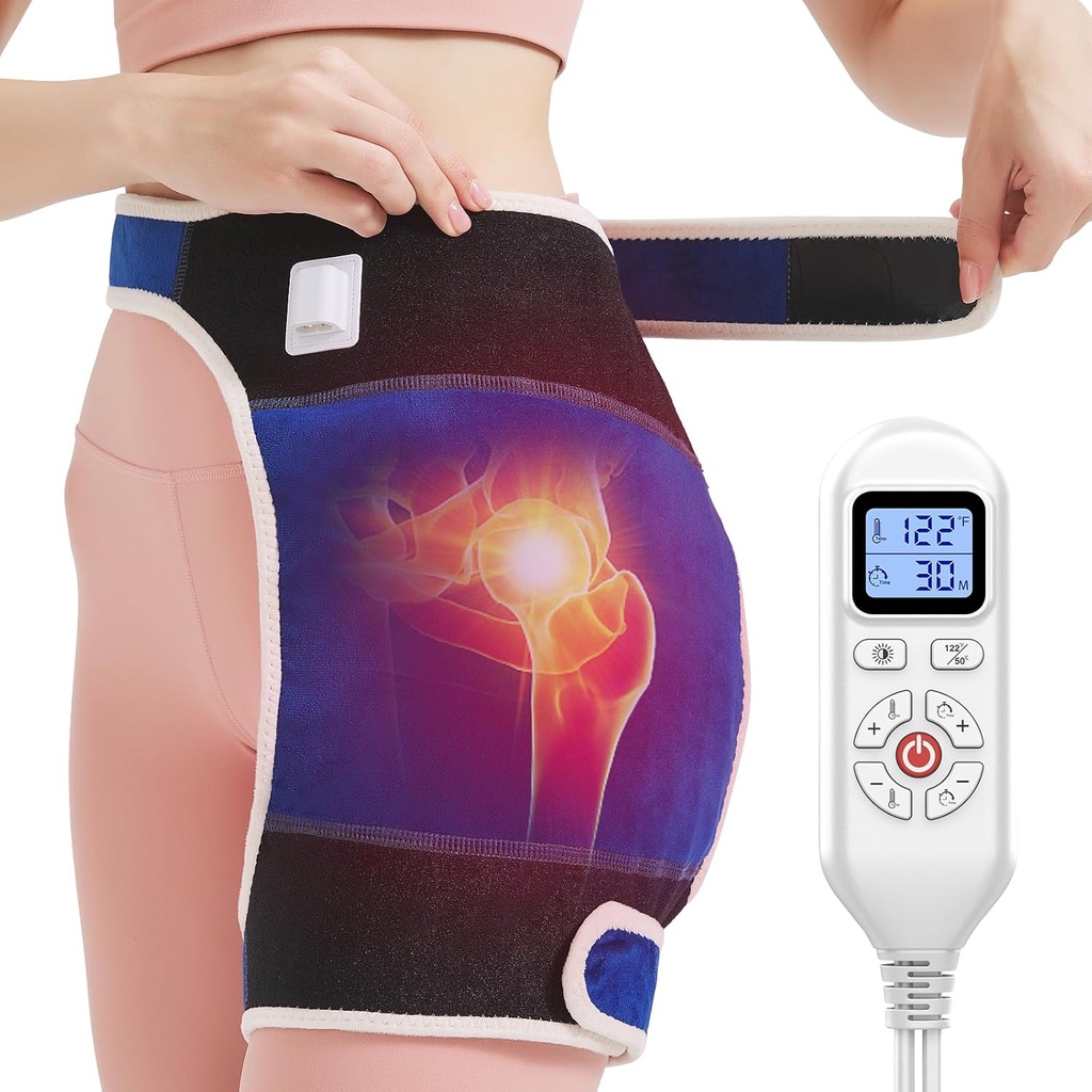 Hip Θέρμανση Pad για Hip Pain Relief, Hip Υποστήριξη Brace για Sciatica Pain Relief, Θερμαινόμενη Hip Brace με αυτόματο κλείσιμο, Χαμηλότερη Πίσω/Υψηλή/Κουφιά Ηλεκτρική Θερμότητα για Άνδρες Γυναίκες,86°F-158°F Adjust