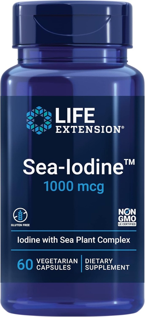 Life Extension Taurine 1000mg and Sea-Iodine 60 Capsules Supplement Bundle