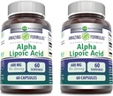 Amazing Formulas Alpha Lipoic Acid | 600 Mg Per | Capsules | Non-GMO | Gluten Free | Made in USA (60 | 2 Pack)