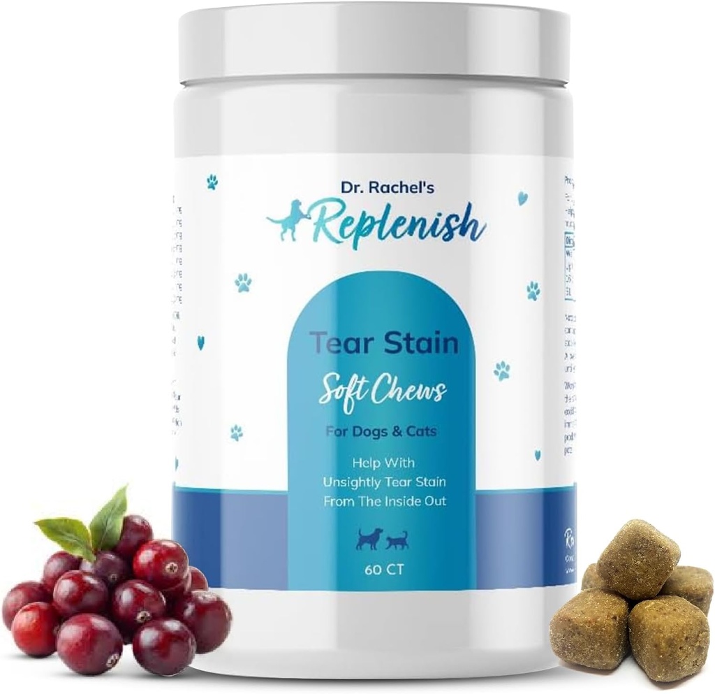 Winlenish Tear Stain Chews for Dogs and Cats - Dr. Rachel's Tear Stain Rer For Dogs - Tear Stain Supplement for Dogs - Natural Tear Stain Soft Chews - 60 Countr Stain
