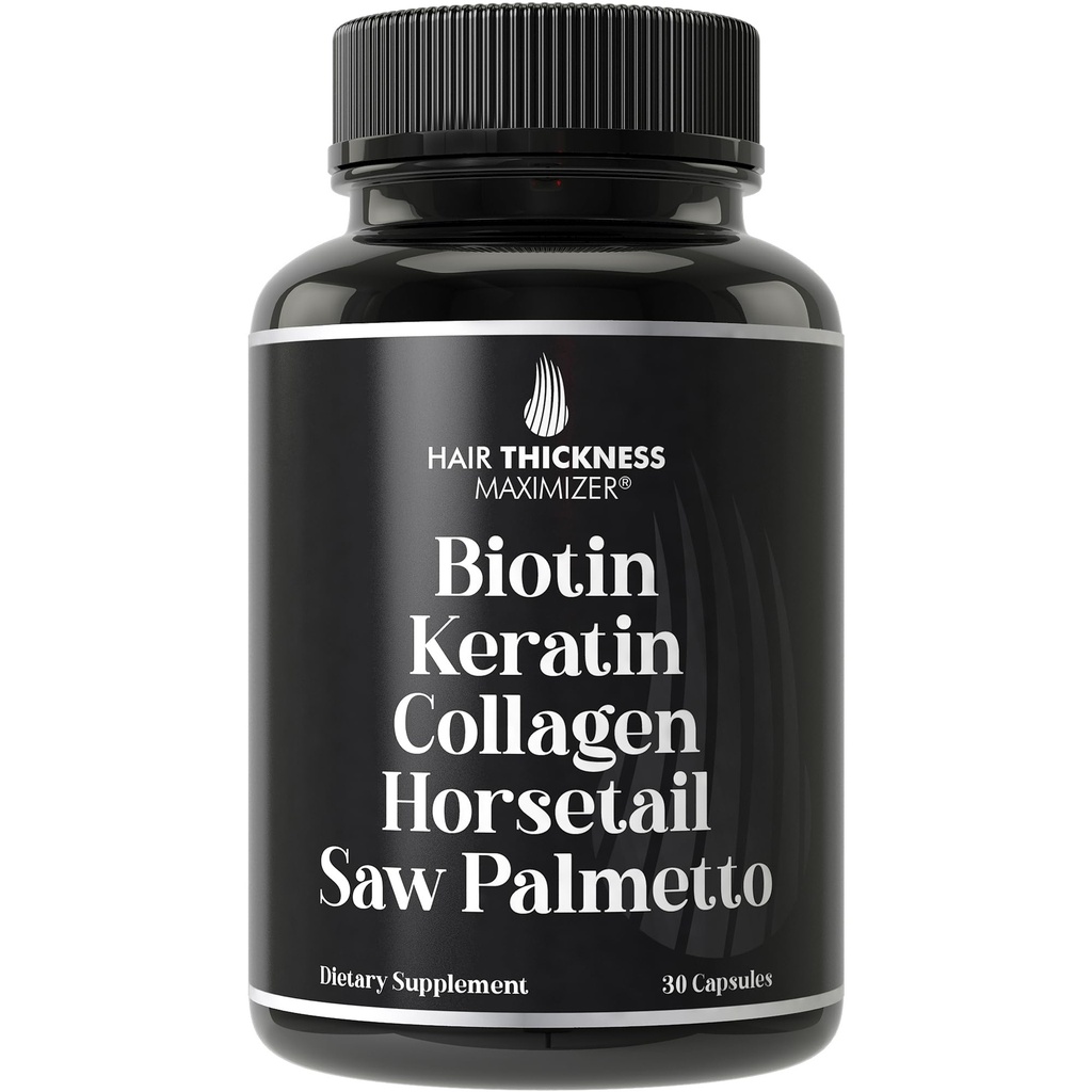 Biotin (5000mcg), Keratin, Collagen, Horsetail, Saw Palmetto - Kadınlar ve Erkekler için 5in-1 Saç Büyüme Tamam & Vitaminler, İncelenmesi için Şanslı Bloker Capsules - Saç Büyüme Vitaminleri