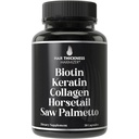 Biotin (5000mcg), Keratin, Collagen, Horsetail, Saw Palmetto - Kadınlar ve Erkekler için 5in-1 Saç Büyüme Tamam & Vitaminler, İncelenmesi için Şanslı Bloker Capsules - Saç Büyüme Vitaminleri