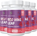 Red Vine Leaf Extract 1400 mg & Horse Chestnut 100 mg Supplement for Leg, Vein, Circulation, Heart, Skin (60 Capsules - 4 Şişe)
