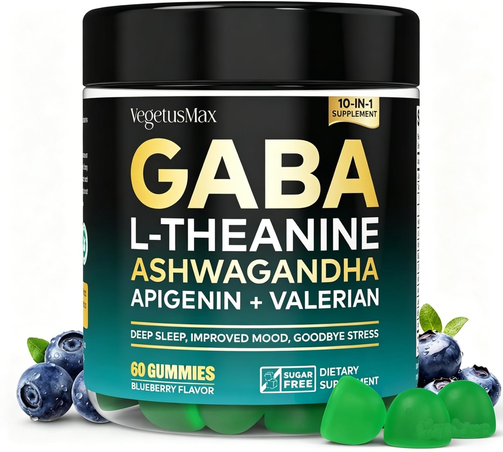 GABA L-Theanine Gummies, Sugar-Free Calm Gummies με L-Theanine, Ashwagandha, Valerian Root, Magnesium 