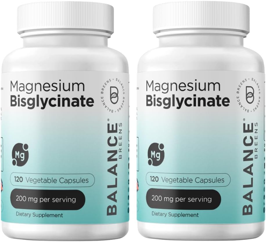 Magnezyum Bisglycinate 200 mg - Yüksek Abhidrasyon Chelated Supplement - Stomach, Gluten-Free, Supports Sleep, Muscle Cramps & Pozitif Mood - 120 Capsules (Pack of 2)